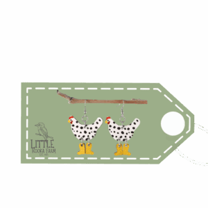 Retro Hen with Yellow Gumboots Dangles